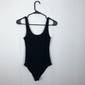 Zara Sparkly Sheer‎ Black Bodysuit Sz S